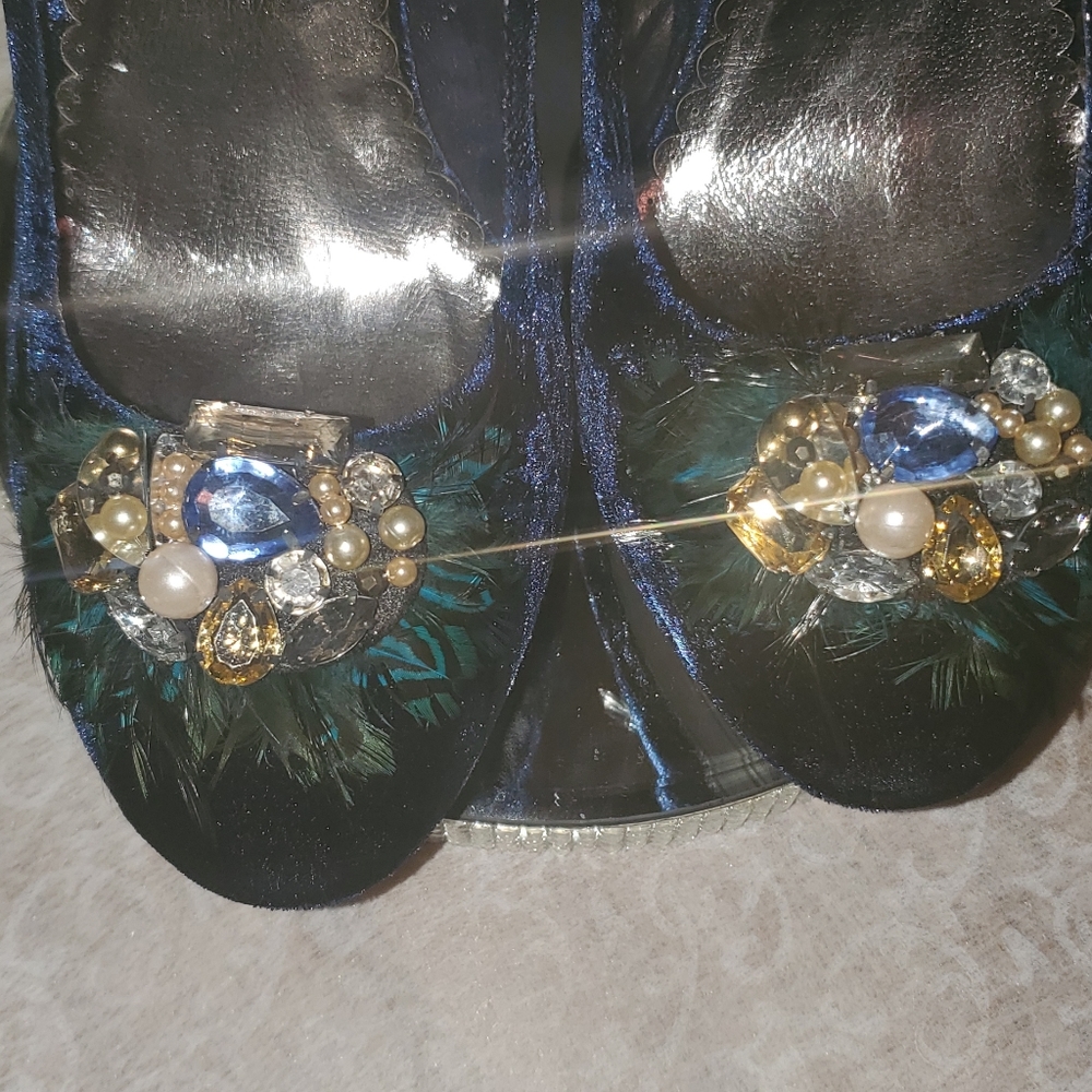 Navy Velvet pumps - Picture 2 of 7